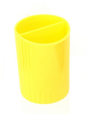 Подставка для ручек круглый на два отделения, желтый (стакан)