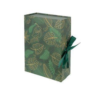 Подарочная коробка 33&times;25&times;12 см с лентой и принтом DARK GREEN HL-218 124959 фото
