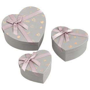 Коробка 1шт в форме сердца с лентой 8022-49-Gray 19&times;17 см 125931/19&times;17 фото