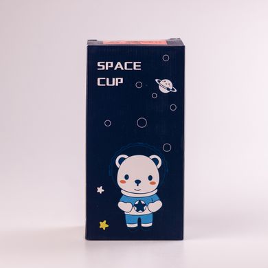 Термос детский 500 мл со съемным силиконовым чехлом и ремешком Космонавт, синий