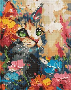 Алмазна мозаїка - "Пухнастий котик" 40х50см
