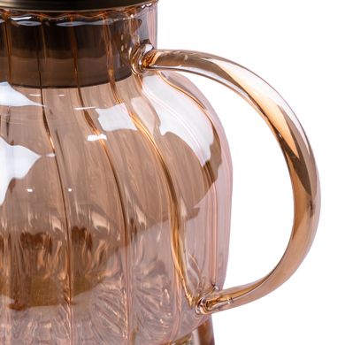 Чайник заварочный стеклянный с подставкой для свечи 1 л, коричневый