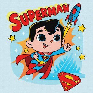 Картина по номерам - "Superman: Полет к звездам &copy; Warner Bros" 25х25 см КНО1341 фото