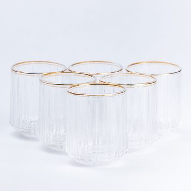 Набор стаканов Lirmartur фигурных 6 штук по 315 мл с декором, прозрачный
