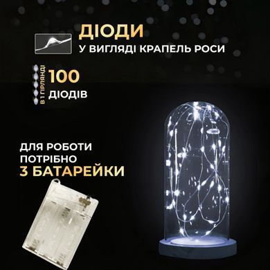 Гірлянда Роса нитка 100 LED довжина 10 м на батарейках, білий 100L10MWW фото