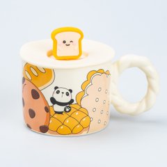 Чашка керамическая Panda 350 мл с крышкой
