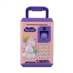 Копилка-сейф для девочки с кодовым замком и отпечатком пальца, розовый