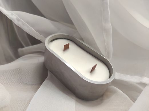 Кашпо-свічка овальна з ароматом, два дерев'яник фітіля (соя)