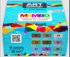 Набор Краска акриловая по ткани MAMBO 9 * 20 мл металлик (51, 52, 53, 54, 55, 56, 57, 58, 59)