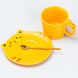 Чашка керамічна Котики 250 мл із блюдцем та ложкою, жовтий