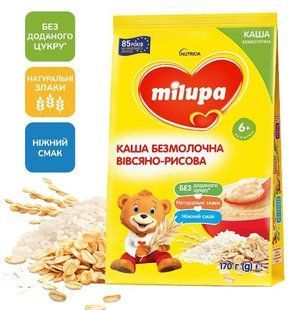 Каша Milupa безмолочная овсяно-рисовая для детей от 7 мес 170 г 208670 фото