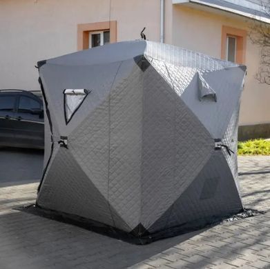Палатка-куб для зимней рыбалки трехслойная 210*210*210 см, серый LU-BD18G фото