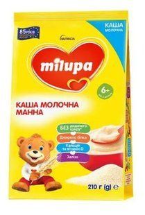 Детская молочная каша Milupa манная, от 6 месяцев, 210 г 204447 фото