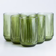 Набор стаканов из толстого стекла 6 штук, зеленый