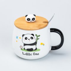Кружка керамічна Panda 450 мл із кришкою та ложкою, little one