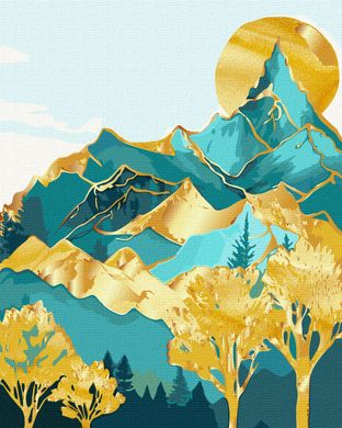 Картина за номерами - "Гірські вершини" з фарбами металік 40х50см
