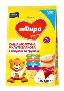 Детская молочная мультизлаковая каша Milupa быстрорастворимая, с яблоком и грушей, от 7 месяцев, 210 170153 фото