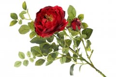 Декоративный цветок Роза с бутоном, 37см, цвет - красный