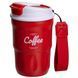 Термочашка "Coffee" 400 мл с ремешком и откидной крышкой-клапаном, красный
