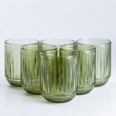 Набор стаканов фигурных из толстого стекла 6 штук, зеленый
