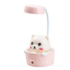 Дитяча настільна лампа Cute Pets з точилкою для олівців, рожевий