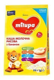 Детская молочная каша Milupa Рисовая с бананом, от 5 месяцев, 210 г 188633 фото