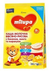 Детская молочная овсяно-рисовая каша Milupa с бананом, манго и маракуей, от 8 месяцев, 210 г 199096 фото