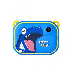 Детский фотоаппарат с печатью Динозавр для фото и видео Full HD, синий