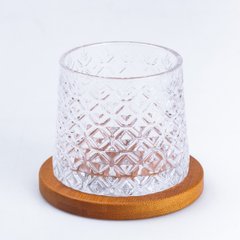 Вращающийся стакан для виски с бамбуковой подставкой, ромбы
