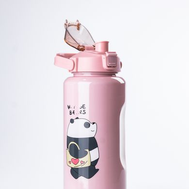 Пляшка для води Панда набір 3 в 1 500мл 900мл 2л з дозатором, рожевий