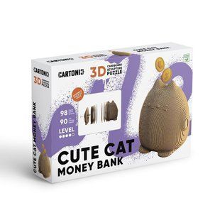 Картонний пазл (конструктор) "Cartonic 3D Puzzle CUTE CAT MONEY BANK" 134621 фото
