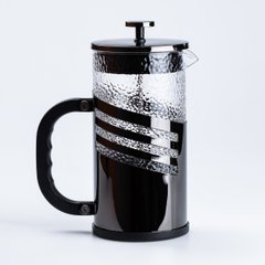 Френч-прес чайник скляний Haus Roland 1 літр з фільтром фактурний, чорний