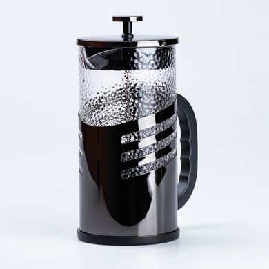 Френч-пресс чайник стеклянный Haus Roland 1 литр с фильтром фактурный, черный