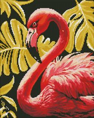 Алмазная мозаика - "Утонченный фламинго с голограммными стразами" 40х50см