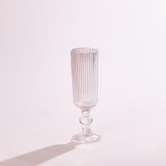 Набор бокалов для шампанского фигурных прозрачных ребристых из толстого стекла 6 штук, rainbow