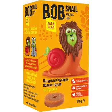 BOB Snail цукерки яблучно-грушеві, мікс смаків + іграшка, 20г