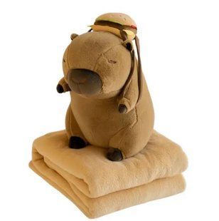Игрушка-подушка Капибара с гамбургером и пледом 110&times;140 см, коричневый 520-8 фото