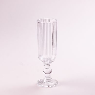 Набор бокалов для шампанского фигурных ребристых из толстого стекла 6 штук, прозрачный