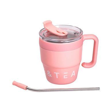 Термокружка Coffee & Tea 480 мл с трубочкой и двойным открыванием, розовый HP-14-23P фото