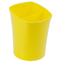 Подставка для ручек квадратный на два отделения, желтый (стакан)