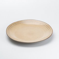 Тарелка обеденная керамическая в стиле ретро, бежевый