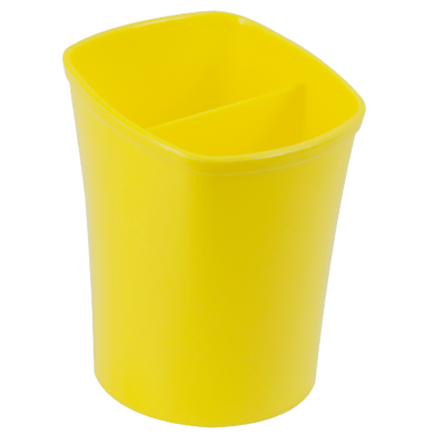 Подставка для ручек квадратный на два отделения, желтый (стакан)