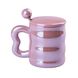 Чашка керамическая 400 мл Love с крышкой и ложкой, розовый